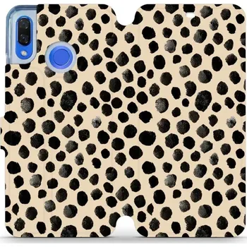 Pouzdro na mobilní telefon Flipové pouzdro Mobiwear - Huawei Nova 3 - VA50S Černé puntíky (Knížkové flip pouzdro, obal, kryt na mobil Huawei Nova 3 - VA50S Černé puntíky, materiál Umělá kůže + TPU - ochrana 360°, stojánek, silikonová vanička, magnetické zavírání)