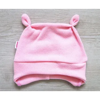 Kojenecké oblečení AMÁLKA Teplá čepička ze 100% bavlněné svetroviny, růžová Velikost: 62-68