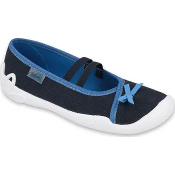 Dívčí baleríny BEFADO 116Y289 dívčí baleríny modré mašlička 34 116Y289_34