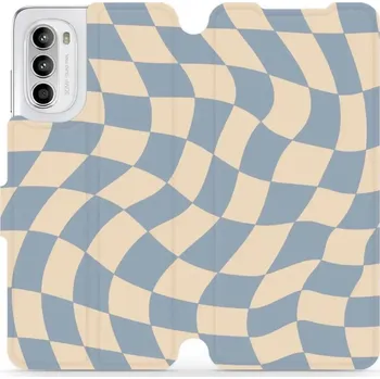 Pouzdro na mobilní telefon Flipové pouzdro Mobiwear - Motorola Moto G52 - VA59S Modrá a béžová šachovnice (Knížkové flip pouzdro, obal, kryt na mobil Motorola Moto G52 - VA59S Modrá a béžová šachovnice, materiál Umělá kůže + TPU - ochrana 360°, stojánek, silikonová vanička,)