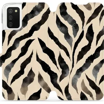 Pouzdro na mobilní telefon Flipové pouzdro Mobiwear - Samsung Galaxy A02S - VA53S Zebří (Knížkové flip pouzdro, obal, kryt na mobil Samsung Galaxy A02S - VA53S Zebří, materiál Umělá kůže + TPU - ochrana 360°, stojánek, silikonová vanička, magnetické zavírání)