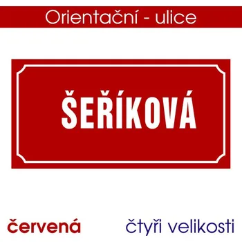 Domovní cedule Cedule - orientační - červená - 3 mm / 30x15 cm