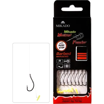 Rybářský háček MIKADO Návazce na feeder s nekonečnou zarážkou háček 12 / VLASEC 0.23mm/10cm - 8 ks