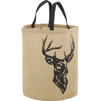 Přírodní jutová taška na dřevo vak-dekor jelen