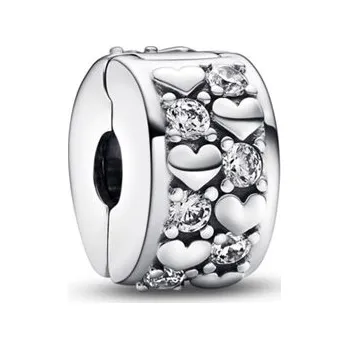 Přívěsek Klip PANDORA Nekonečná srdce a třpyt 792235C01