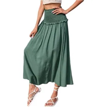 Dámská sukně Dámská sukně s vysokým pasem 2 v 1 Khaki XL