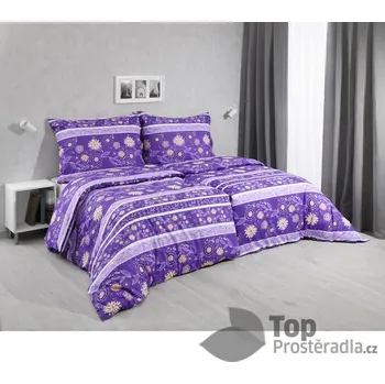 Povlečení Bavlněné povlečení 140x200+70x90 Květinový vzor fialový