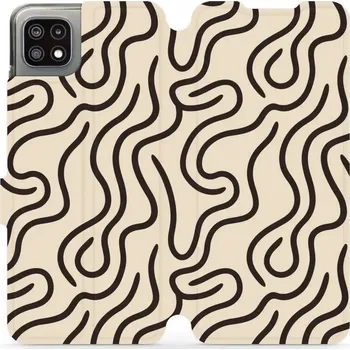 Pouzdro na mobilní telefon Flipové pouzdro Mobiwear - Samsung Galaxy A22 5G - VA60S Linky (Knížkové flip pouzdro, obal, kryt na mobil Samsung Galaxy A22 5G - VA60S Linky, materiál Umělá kůže + TPU - ochrana 360°, stojánek, silikonová vanička, magnetické zavírání)