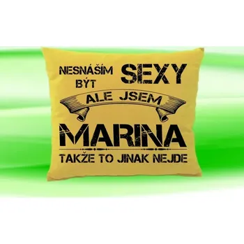 Dekorativní polštářek Polštář se jménem MARINA Béžový (polštářek nesnáším být sexy ale jsem ???)