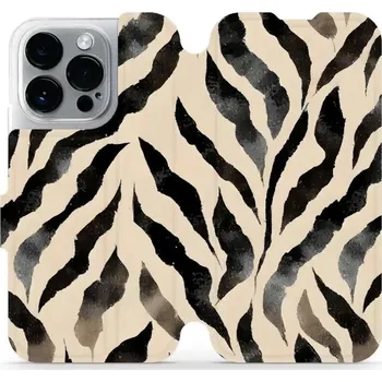 Pouzdro na mobilní telefon Flipové pouzdro Mobiwear - Apple iPhone 14 Pro - VA53S Zebří (Knížkové flip pouzdro, obal, kryt na mobil Apple iPhone 14 Pro - VA53S Zebří, materiál Umělá kůže + TPU - ochrana 360°, stojánek, silikonová vanička, magnetické zavírání)