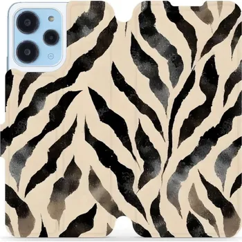 Pouzdro na mobilní telefon Flipové pouzdro Mobiwear - Xiaomi Redmi 12 - VA53S Zebří (Knížkové flip pouzdro, obal, kryt na mobil Xiaomi Redmi 12 - VA53S Zebří, materiál Umělá kůže + TPU - ochrana 360°, stojánek, silikonová vanička, magnetické zavírání)