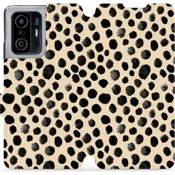 Pouzdro na mobilní telefon Flipové pouzdro Mobiwear - Xiaomi 11T / 11T Pro - VA50S Černé puntíky (Knížkové flip pouzdro, obal, kryt na mobil Xiaomi 11T / 11T Pro - VA50S Černé puntíky, materiál Umělá kůže + TPU - ochrana 360°, stojánek, silikonová vanička, magnetické zavírání)