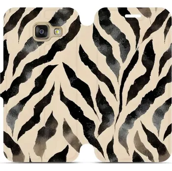 Pouzdro na mobilní telefon Flipové pouzdro Mobiwear - Samsung Galaxy A3 2016 - VA53S Zebří (Knížkové flip pouzdro, obal, kryt na mobil Samsung Galaxy A3 2016 - VA53S Zebří, materiál Umělá kůže + TPU - ochrana 360°, stojánek, silikonová vanička, magnetické zavírání)
