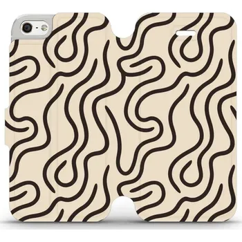 Pouzdro na mobilní telefon Flipové pouzdro Mobiwear - Apple iPhone 5 / 5S / SE - VA60S Linky (Knížkové flip pouzdro, obal, kryt na mobil Apple iPhone 5 / 5S / SE - VA60S Linky, materiál Umělá kůže + TPU - ochrana 360°, stojánek, silikonová vanička, magnetické zavírání)