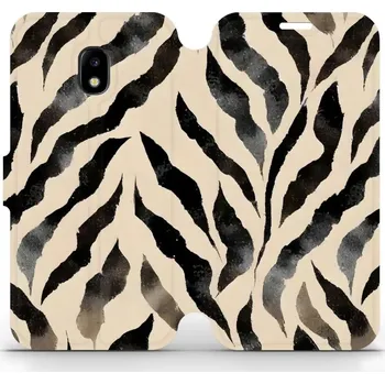 Pouzdro na mobilní telefon Flipové pouzdro Mobiwear - Samsung Galaxy J3 2017 - VA53S Zebří (Knížkové flip pouzdro, obal, kryt na mobil Samsung Galaxy J3 2017 - VA53S Zebří, materiál Umělá kůže + TPU - ochrana 360°, stojánek, silikonová vanička, magnetické zavírání)