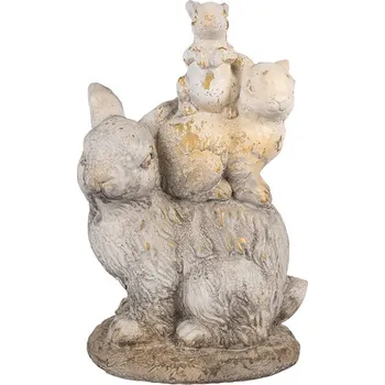 Bytová dekorace Béžovo-hnědá dekorativní figurka králiččí rodinka - 27*18*43 cm