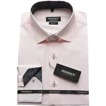 Pánská košile Pánská košile s dlouhým rukávem - střih SLIM - vzor F243 - světle růžová barva - 42