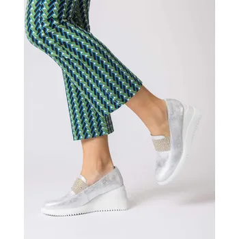 Dámské polobotky Wonders dámské polobotky na klínku G-6605 stříbrné Velikost: 40