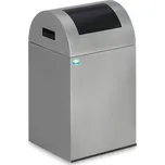 Nádoba na odpad, ocelový plech, samozhášecí, 43 litrů, stříbrná, antracitová klapka pro vhazování