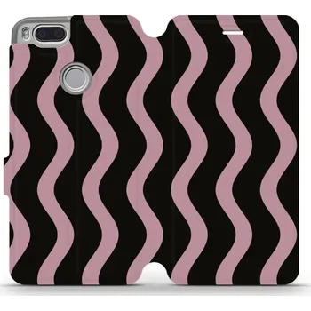 Pouzdro na mobilní telefon Flipové pouzdro Mobiwear - Xiaomi Mi A1 - VA54S Fialové vlnky (Knížkové flip pouzdro, obal, kryt na mobil Xiaomi Mi A1 - VA54S Fialové vlnky, materiál Umělá kůže + TPU - ochrana 360°, stojánek, silikonová vanička, magnetické zavírání)