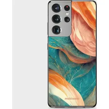 Pouzdro na mobilní telefon Silikonové pouzdro Mobiwear na mobil Samsung Galaxy S21 Ultra - B006F Azurový a oranžový mramor - VÝPRODEJ (Silikonové pouzdro, obal, kryt Mobiwear na mobilní telefon Samsung Galaxy S21 Ultra - B006F Azurový a oranžový mramor)