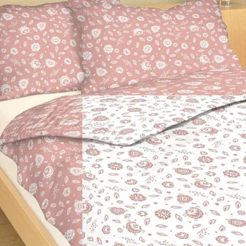 Povlečení Bavlněné povlečení selský vzor starorůžová/bílá - 140x220 + 70x90 cm (prodloužené)