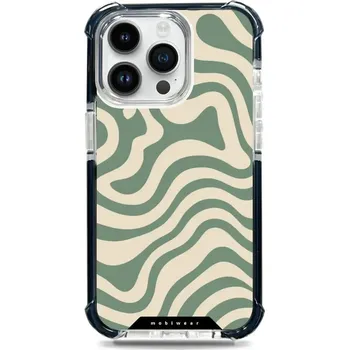 Pouzdro na mobilní telefon Odolný obal Mobiwear MagSafe Elite Bumper - Apple iPhone 14 Pro Max - DA57D Zelené a béžové zkrouceniny (Odolný kryt, pouzdro, obal Mobiwear Elite Bumper na mobil Apple iPhone 14 Pro Max - DA57D Zelené a béžové zkrouceniny, materiál Plast + TPU silikon +)