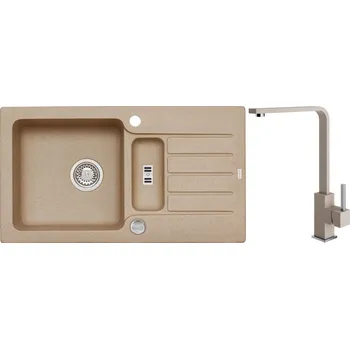 Alveus Set Niagara 70 Granitový dřez s vaničkou a odkapem 780x435 mm+ baterie Afra 55, béžová, SETA21001