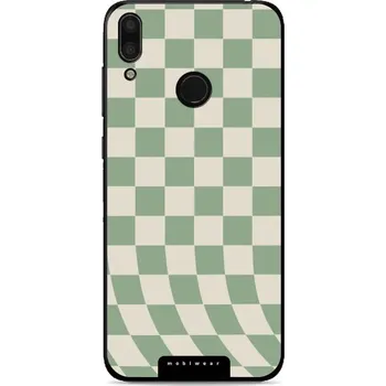 Pouzdro na mobilní telefon Lesklý kryt Mobiwear Glossy - Huawei Y7 2019 - GA58G Zelená a béžová šachovnice (Prémiové lesklé pouzdro, obal, kryt Mobiwear Glossy na mobil Huawei Y7 2019 - GA58G Zelená a béžová šachovnice, materiál Plast + TPU silikon - krytí po všech stranách,)