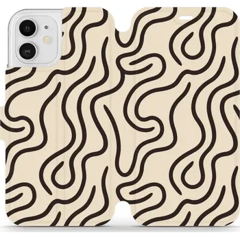 Pouzdro na mobilní telefon Flipové pouzdro Mobiwear - Apple iPhone 12 / 12 Pro - VA60S Linky (Knížkové flip pouzdro, obal, kryt na mobil Apple iPhone 12 / 12 Pro - VA60S Linky, materiál Umělá kůže + TPU - ochrana 360°, stojánek, silikonová vanička, magnetické zavírání)