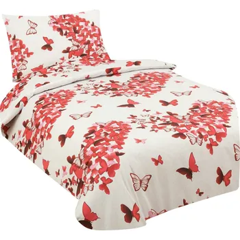 Povlečení Aliza Bavlněné povlečení Srdíčka z motýlů červená