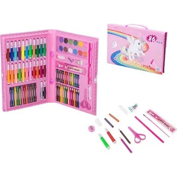 Výtvarná sada Kreativní sada na malování v plastovém kufříku, růžová