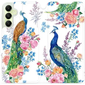 Pouzdro na mobilní telefon Flipové pouzdro Mobiwear - Samsung Galaxy A05s - MX08S Pávi (Knížkové flip pouzdro, obal, kryt na mobil Samsung Galaxy A05s - MX08S Pávi, materiál Umělá kůže + TPU - ochrana 360°, stojánek, silikonová vanička, magnetické zavírání)