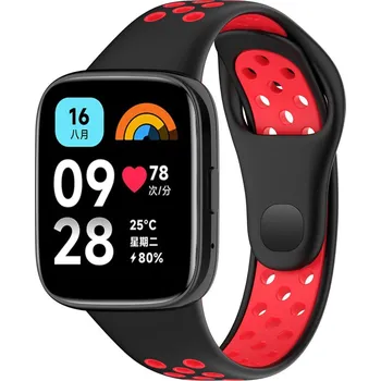 Příslušenství k chytrým hodinkám eses Silikonový dírkovaný řemínek pro Xiaomi Redmi Watch 3 Active - Černo červený
