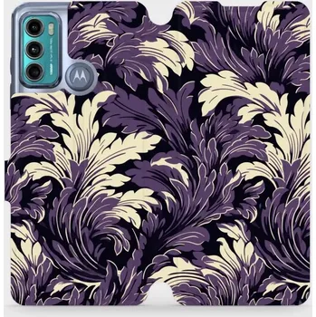 Pouzdro na mobilní telefon Flipové pouzdro Mobiwear - Motorola Moto G60 - VA46S Fialové rostliny (Knížkové flip pouzdro, obal, kryt na mobil Motorola Moto G60 - VA46S Fialové rostliny, materiál Umělá kůže + TPU - ochrana 360°, stojánek, silikonová vanička, magnetické zavírání)