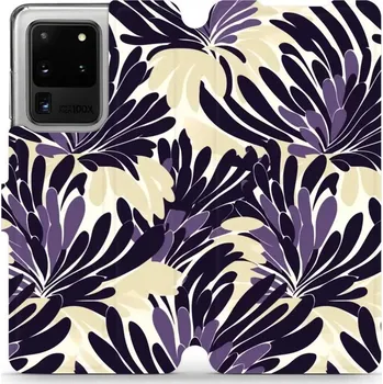 Pouzdro na mobilní telefon Flipové pouzdro Mobiwear - Samsung Galaxy S20 Ultra - VA47S Fialová flóra (Knížkové flip pouzdro, obal, kryt na mobil Samsung Galaxy S20 Ultra - VA47S Fialová flóra, materiál Umělá kůže + TPU - ochrana 360°, stojánek, silikonová vanička, magnetické zavírá