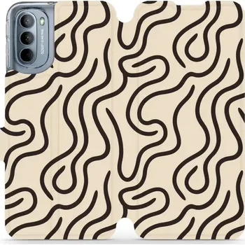 Pouzdro na mobilní telefon Flipové pouzdro Mobiwear - Motorola Moto G31 - VA60S Linky (Knížkové flip pouzdro, obal, kryt na mobil Motorola Moto G31 - VA60S Linky, materiál Umělá kůže + TPU - ochrana 360°, stojánek, silikonová vanička, magnetické zavírání)