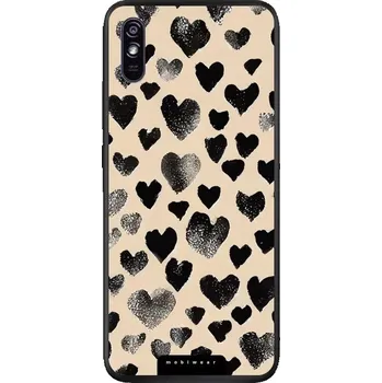 Pouzdro na mobilní telefon Lesklý kryt Mobiwear Glossy - Xiaomi Redmi 9A / 9AT - GA51G Černá srdíčka (Prémiové lesklé pouzdro, obal, kryt Mobiwear Glossy na mobil Xiaomi Redmi 9A / 9AT - GA51G Černá srdíčka, materiál Plast + TPU silikon - krytí po všech stranách, neošoupatelný)