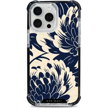 Pouzdro na mobilní telefon Odolný obal Mobiwear MagSafe Elite Bumper - Apple iPhone 15 Pro Max - DA40D Modré a béžové květy (Odolný kryt, pouzdro, obal Mobiwear Elite Bumper na mobil Apple iPhone 15 Pro Max - DA40D Modré a béžové květy, materiál Plast + TPU silikon + kov - zesílená