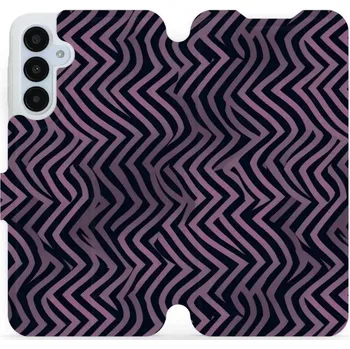 Pouzdro na mobilní telefon Flipové pouzdro Mobiwear - Samsung Galaxy A25 5G - VA55S Fialové klikyháky (Knížkové flip pouzdro, obal, kryt na mobil Samsung Galaxy A25 5G - VA55S Fialové klikyháky, materiál Umělá kůže + TPU - ochrana 360°, stojánek, silikonová vanička, magnetické)