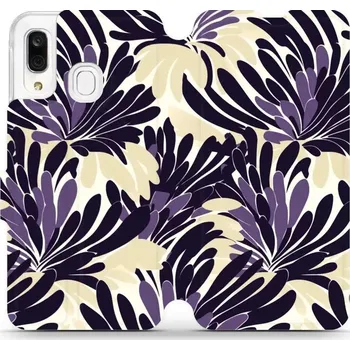 Pouzdro na mobilní telefon Flipové pouzdro Mobiwear - Samsung Galaxy A40 - VA47S Fialová flóra (Knížkové flip pouzdro, obal, kryt na mobil Samsung Galaxy A40 - VA47S Fialová flóra, materiál Umělá kůže + TPU - ochrana 360°, stojánek, silikonová vanička, magnetické zavírání)
