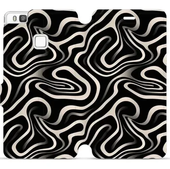 Pouzdro na mobilní telefon Flipové pouzdro Mobiwear - Huawei P9 Lite - VA63S Vlnky a linky (Knížkové flip pouzdro, obal, kryt na mobil Huawei P9 Lite - VA63S Vlnky a linky, materiál Umělá kůže + TPU - ochrana 360°, stojánek, silikonová vanička, magnetické zavírání)