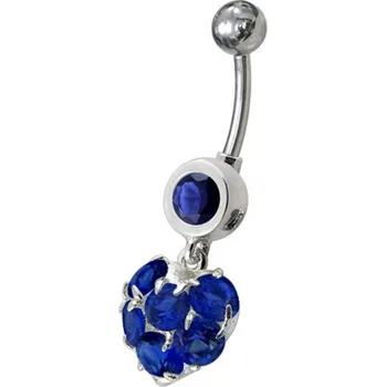 Piercing Šperky4U Stříbrný piercing do pupíku, tmavě modré zirkony - BP01057-B