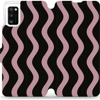Pouzdro na mobilní telefon Flipové pouzdro Mobiwear - Samsung Galaxy A41 - VA54S Fialové vlnky (Knížkové flip pouzdro, obal, kryt na mobil Samsung Galaxy A41 - VA54S Fialové vlnky, materiál Umělá kůže + TPU - ochrana 360°, stojánek, silikonová vanička, magnetické zavírání)