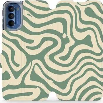Pouzdro na mobilní telefon Flipové pouzdro Mobiwear - Motorola Moto G41 - VA57S Zelené a béžové zkrouceniny (Knížkové flip pouzdro, obal, kryt na mobil Motorola Moto G41 - VA57S Zelené a béžové zkrouceniny, materiál Umělá kůže + TPU - ochrana 360°, stojánek, silikonová vanička,)