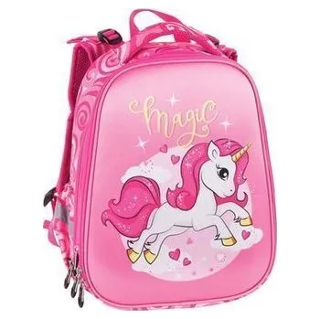 Set školních potřeb Batoh "Anatomic Cube Pink Magic", růžová-jednorožec, anatomický, PULSE 122152