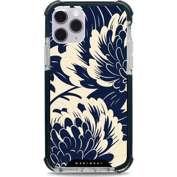 Pouzdro na mobilní telefon Odolný obal Mobiwear MagSafe Elite Bumper - Apple iPhone 11 Pro - DA40D Modré a béžové květy (Odolný kryt, pouzdro, obal Mobiwear Elite Bumper na mobil Apple iPhone 11 Pro - DA40D Modré a béžové květy, materiál Plast + TPU silikon + kov - zesílená ochrana