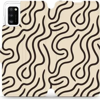 Pouzdro na mobilní telefon Flipové pouzdro Mobiwear - Samsung Galaxy A41 - VA60S Linky (Knížkové flip pouzdro, obal, kryt na mobil Samsung Galaxy A41 - VA60S Linky, materiál Umělá kůže + TPU - ochrana 360°, stojánek, silikonová vanička, magnetické zavírání)