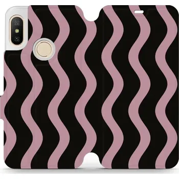 Pouzdro na mobilní telefon Flipové pouzdro Mobiwear - Xiaomi Mi A2 Lite - VA54S Fialové vlnky (Knížkové flip pouzdro, obal, kryt na mobil Xiaomi Mi A2 Lite - VA54S Fialové vlnky, materiál Umělá kůže + TPU - ochrana 360°, stojánek, silikonová vanička, magnetické zavírání)