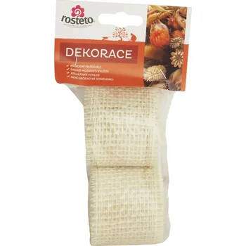 Stuha Jutová stuha Rosteto 4 cm x 3 m - bílá (2 ks)